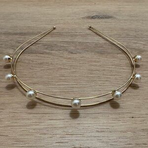 Dainty Gold Pearl Headband
